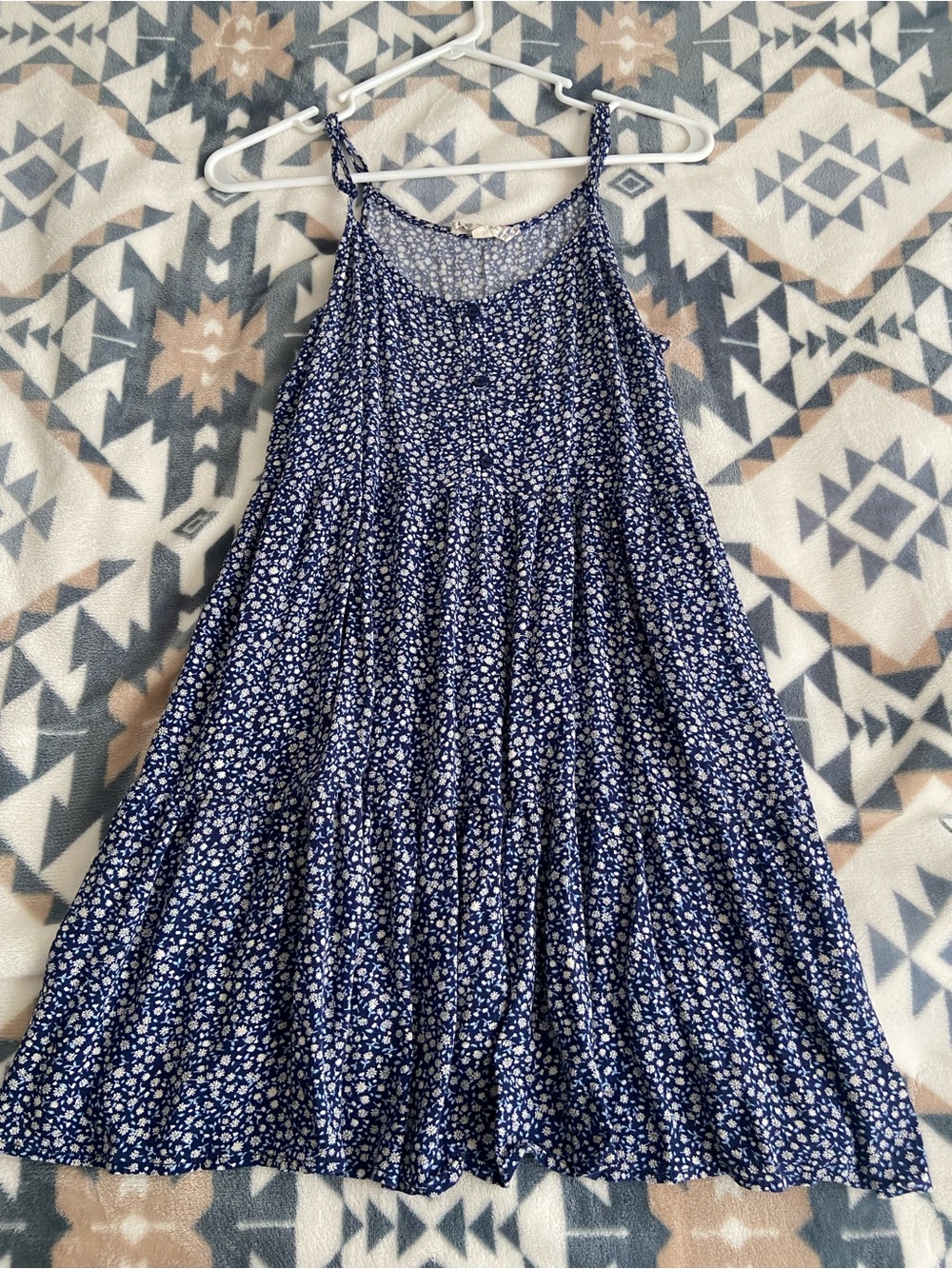 Navy Blue Floral Tiered Sundress